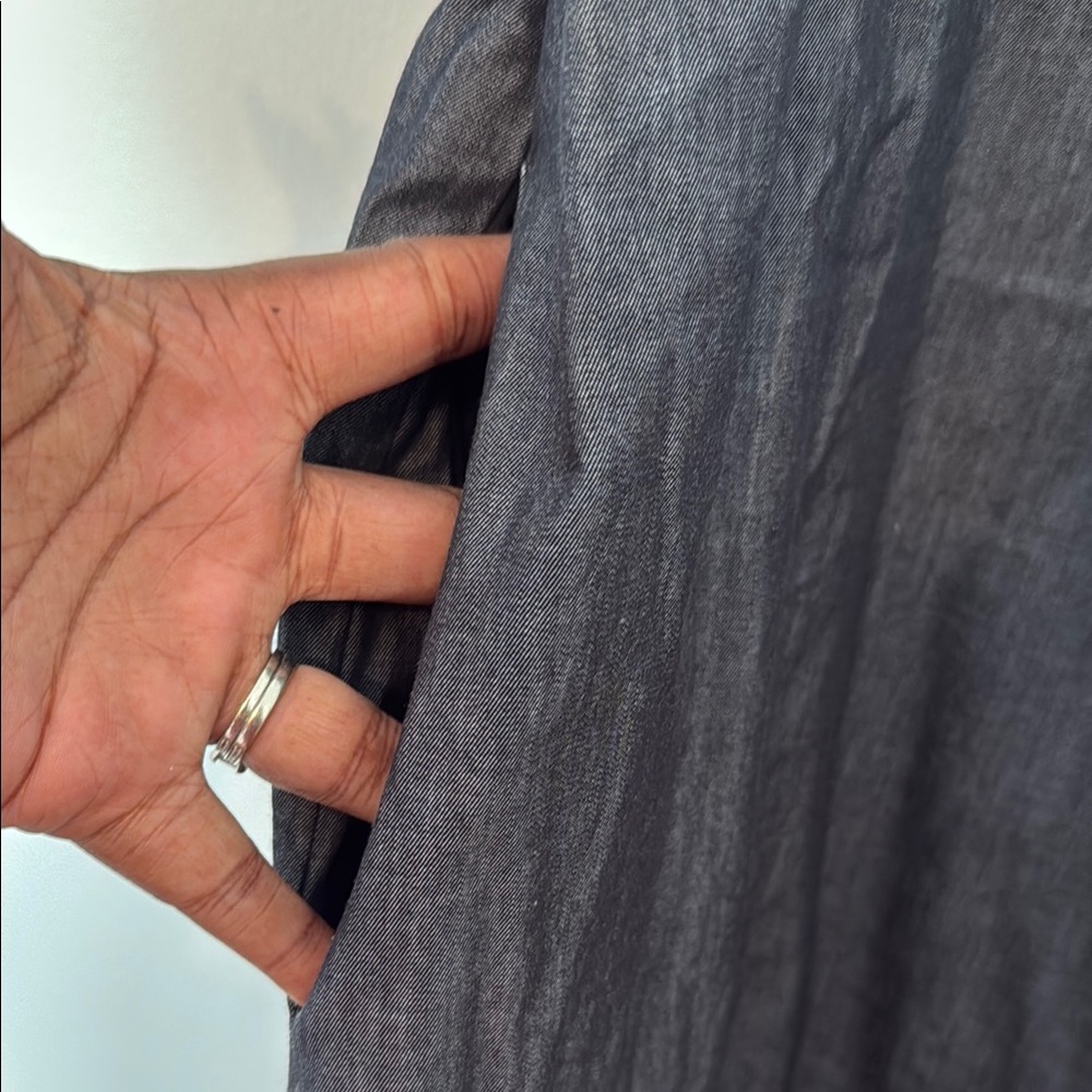 Ming Wang Gray Split Neck Cotton Shift Dress - image 7